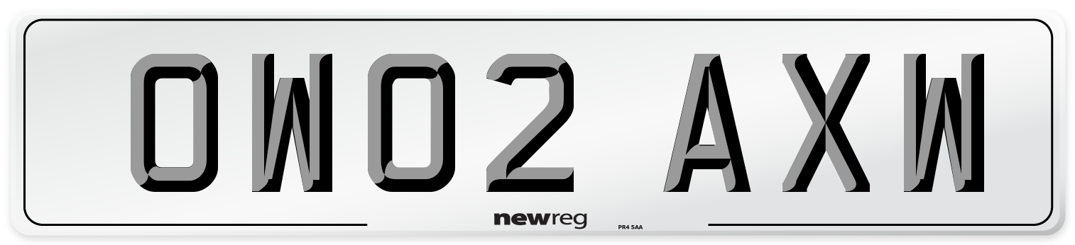 OW02 AXW Number Plate from New Reg